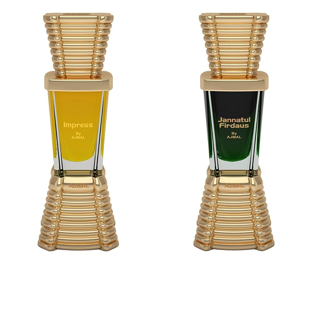 Ajmal Impress Concentrated Perfume Free From Alcohol 10ml for Male & Ajmal jannatul Firdaus Concentrated Oriental Perfume Free From Alcohol 10ml for Unisex Combo