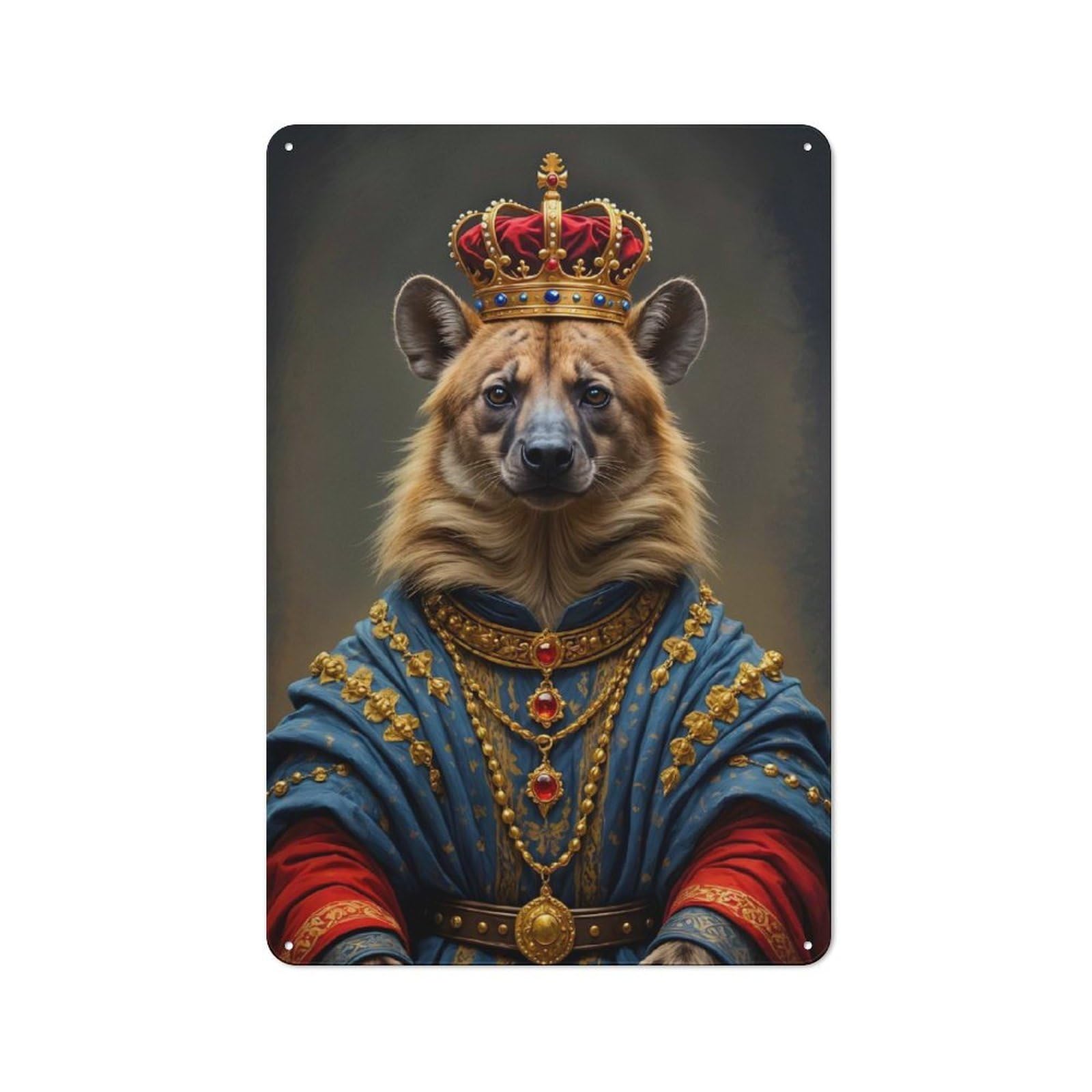 Junmoney Hyena King Vintage Tin Sign 30X20cm For Garden Room Or Summerhouse, For A Newly Organised Room And Metal Sign Display