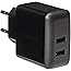 Amazon Basics - USB-Ladeadapter (2,4 Ampere) mit 2 Anschlüssen - Schwarz