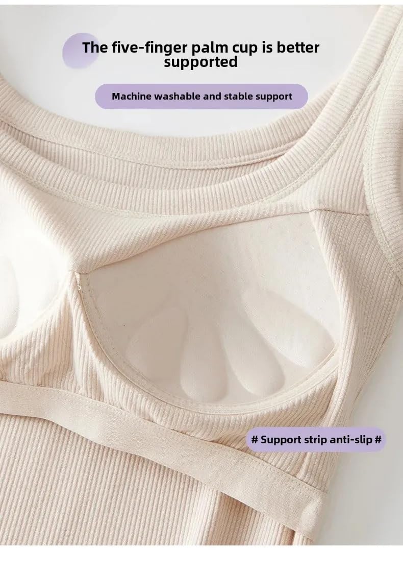 Damen-Tanktop Aus Modaler Baumwolle Mit Integriertem Innenteil Und Anti-Exposure-Effekt In Übergröße, Einfarbig, Mit Trägerlosem Bh Und Brustpolster