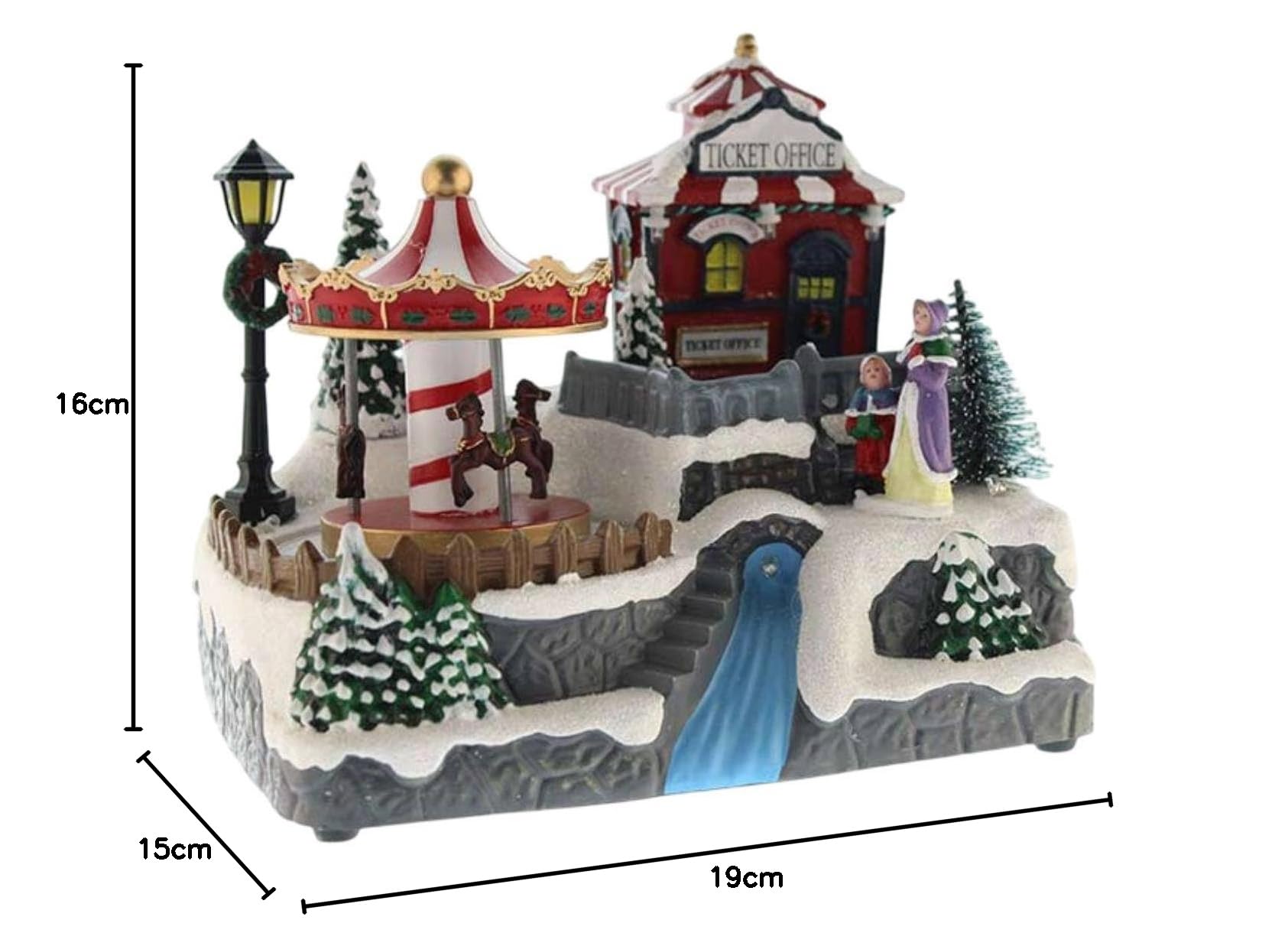 Village de Noël décoratif avec Rio en Mouvement, lumières LED et Musique