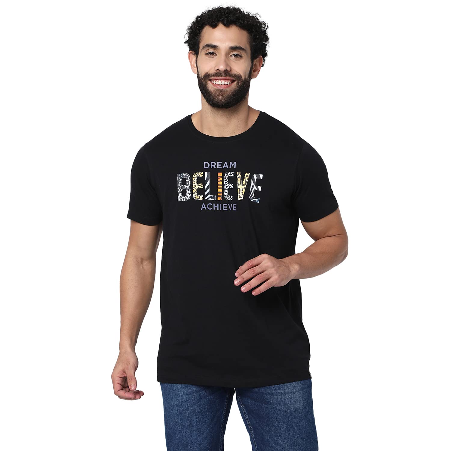 SpykarMen's Printed Slim Fit T-Shirt