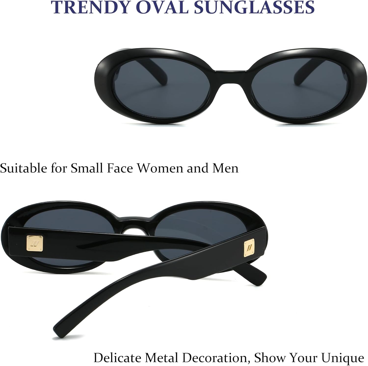 Retro Oval Sunglasses for Women 90s Classic Shades Vintage Fashion Womens Sun Glasses - Image 5