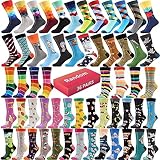 WeciBor Unisex Funny Random Pattern Colorful Cotton Crazy Socks for Men Women Bulk Wholesale - 36 Pairs - Size 6-9
