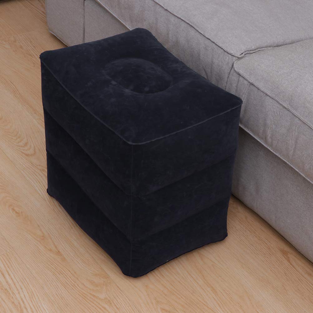 VILLCASE Gonflable pour Avion Coussin Relaxant Portable Tabouret avec Tube Gonflable Et Pochette De Rangement pour Fauteuil Inclinable Bleu Foncé