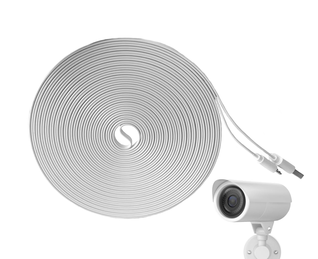32FT Power Extension Cable for WYZE Cam v4, Pan, KasaCam, NestCam, Blink, Amazon Cloud Cam, Flat White Cable USB to Micro USB Charging and Data Sync Cord 10 Meters