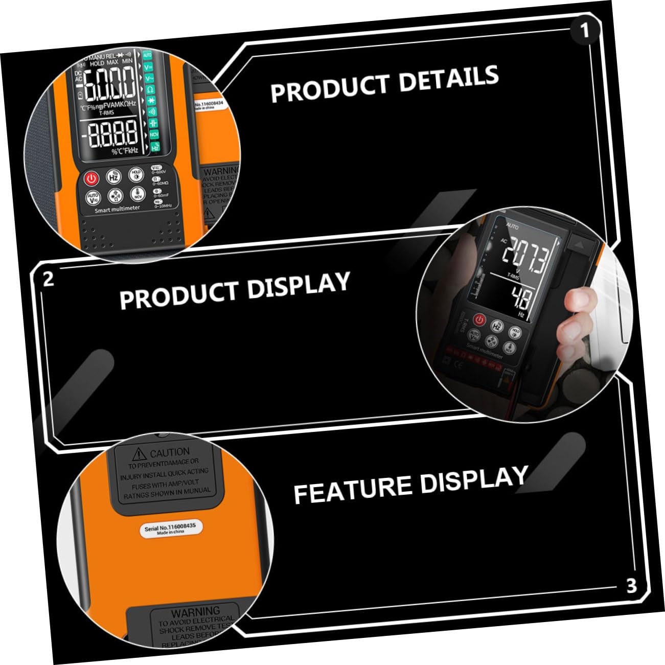 Ciieeo 1 Set Digital Multimeter Multimeter Professional Voltmeter Automatic Digital Multi Testers Voltage and Continuity Tester Volt Meters Voltage Meter Orange Rubber