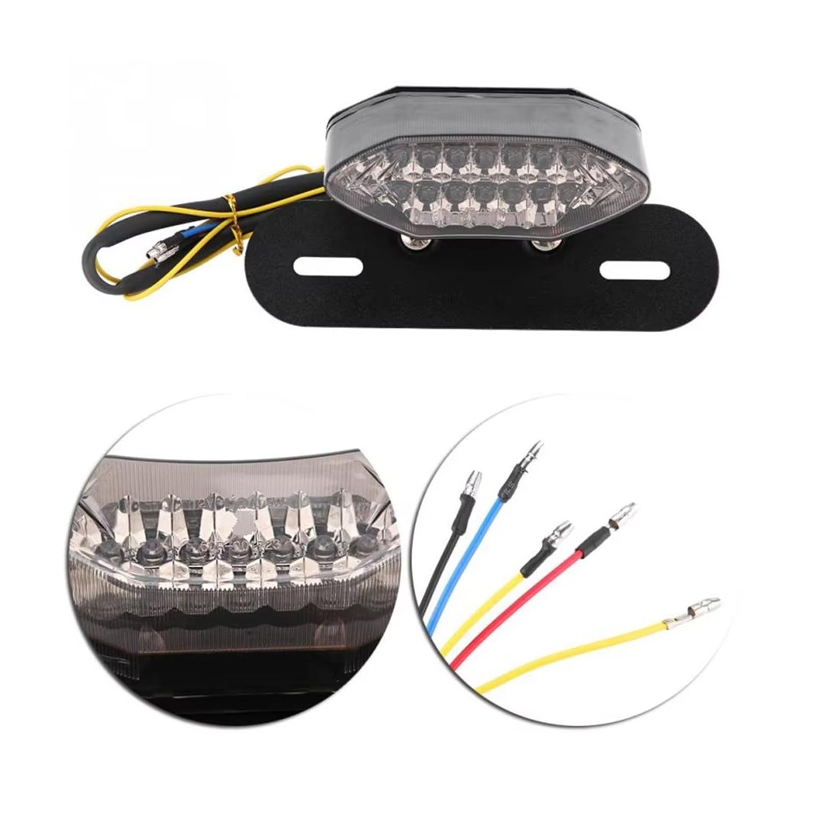Moto luce freno targa lampada stop Luce targa universale per moto, base nera, indicatore di direzione, coda freno