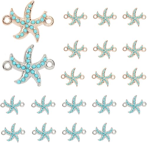 Opexicos 20 dijes de estrella de mar para manualidades, pulseras, collares, hallazgos, accesorios