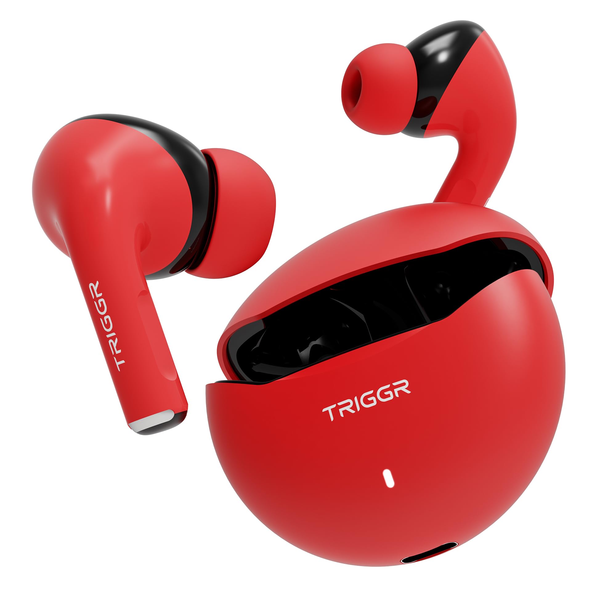 Rizz Duo Truly Wireless Bluetooth in Ear Earbuds with Latest BT v6.0, Dual Pairing, Premium Rubber Finish, 40Hr Playtime Earbuds TWS (Red Eclipse)-image-3