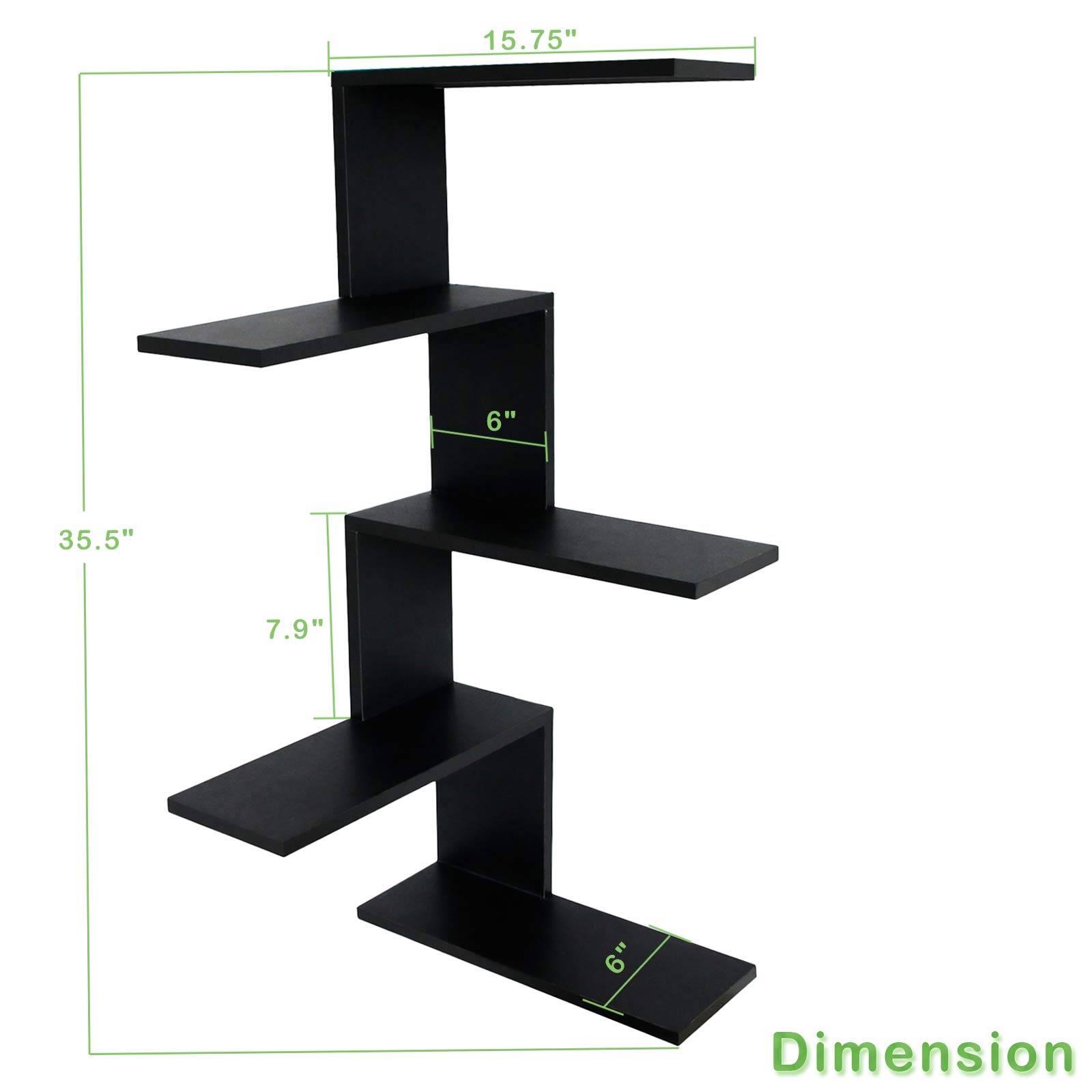 HuiYing-INSMA Étagère D'angle à 5 Niveaux Murale Flottante Meuble Suspendue Rangement - Bois MDF