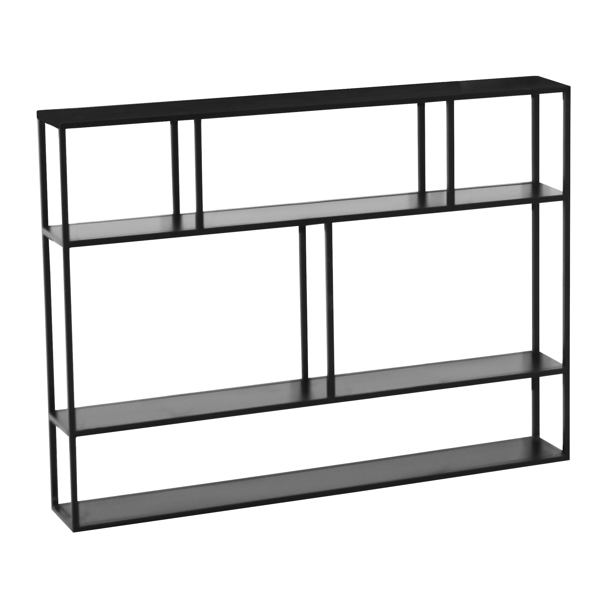 [en.casa] Scaffale da Parete con Scomparti Aperti Scaffale Pensile in Acciaio Mensola da Muro Libreria da Parete Stile Industriale 90 x 120 x 18 cm - Nero, opaco