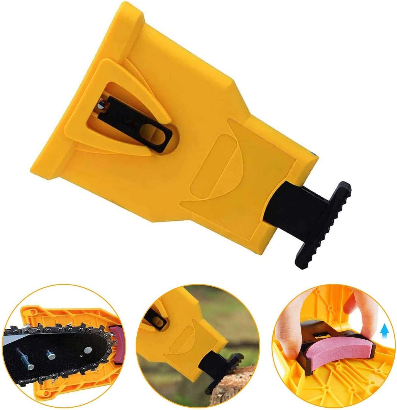 Kit de afilado de motosierra con placa guía, juego de soporte profesional para limas de motosierra con piedra de afilar, herramienta de restauración rápida de cadena equipada con una muela