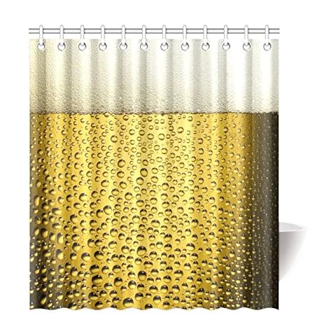CTIGERS Fashion Shower Curtain Beer Cup Art with Bubbles and Droplets Polyester Fabric Bathroom Decor 66 x 72 Inch Cover