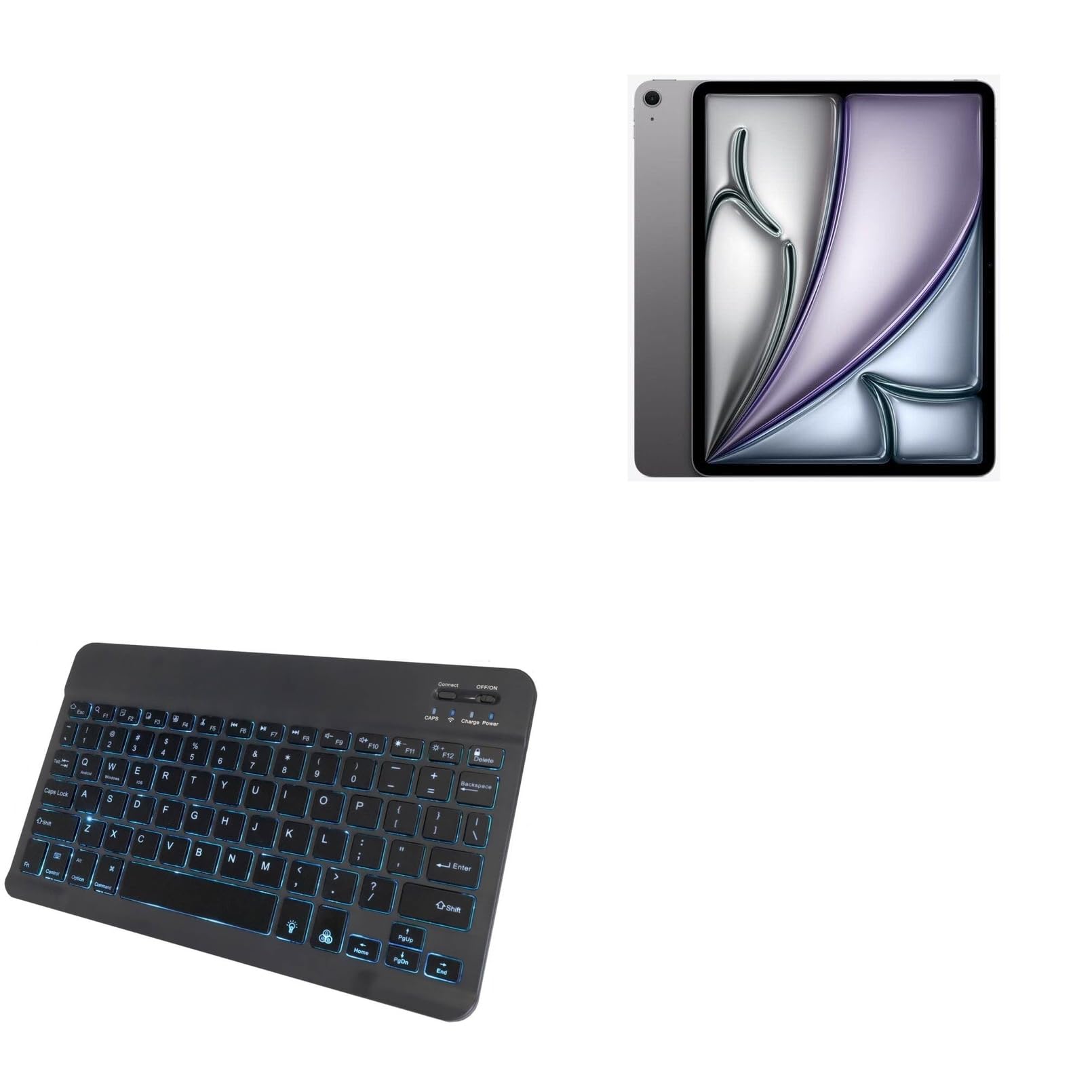 BoxWave Keyboard Compatible with Apple iPad Air (6th Gen 2024) (13 in) - SlimKeys Bluetooth Keyboard - with Backlight, Portable Slim LED 7 Colors - Jet Black
