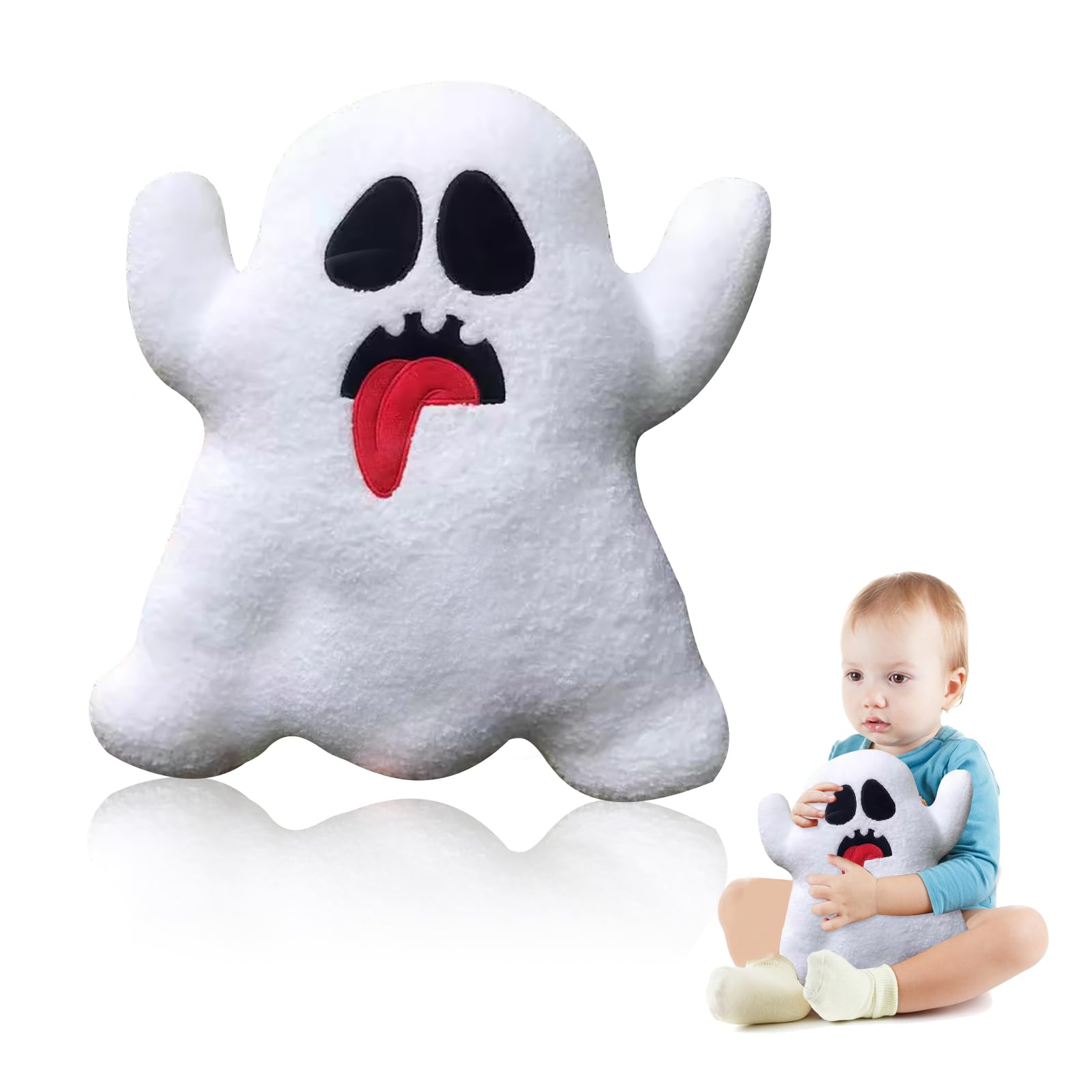 Pack De 2 Cojines Fantasma De Halloween - Almohada Decorativa Blanca De 30 Cm, Relleno De Fibra, Suave Y Adorable