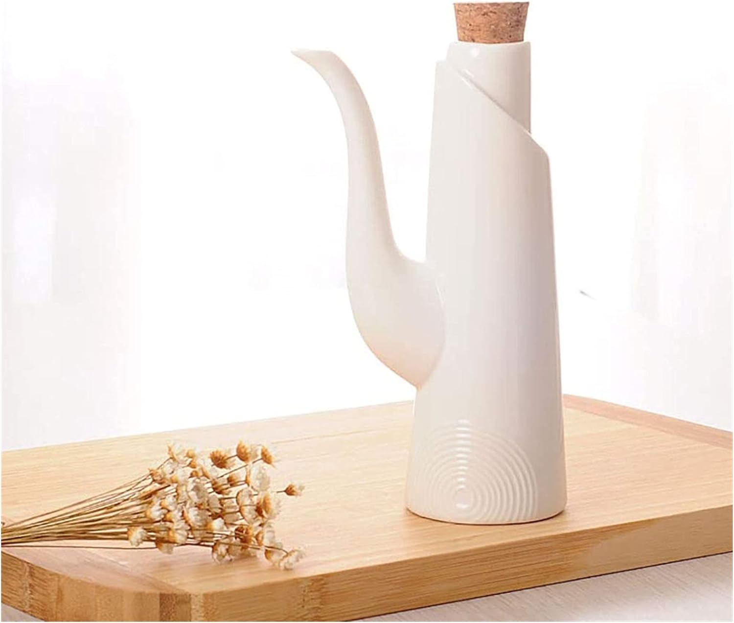 Vinegar Bottle Anti-Leakage Ceramic Oil Dispenser Bottle 250ml White Ceramic Soy Pourer Liquid Dispenser