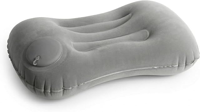 1 Multi-Purpose Inflatable Pillow, Suitable for Travel, Home, Work, and Camping-Foldable, Portable Press-on Neck Pillow, Comfortable for Sleeping Anytime, Anywhere,Grey