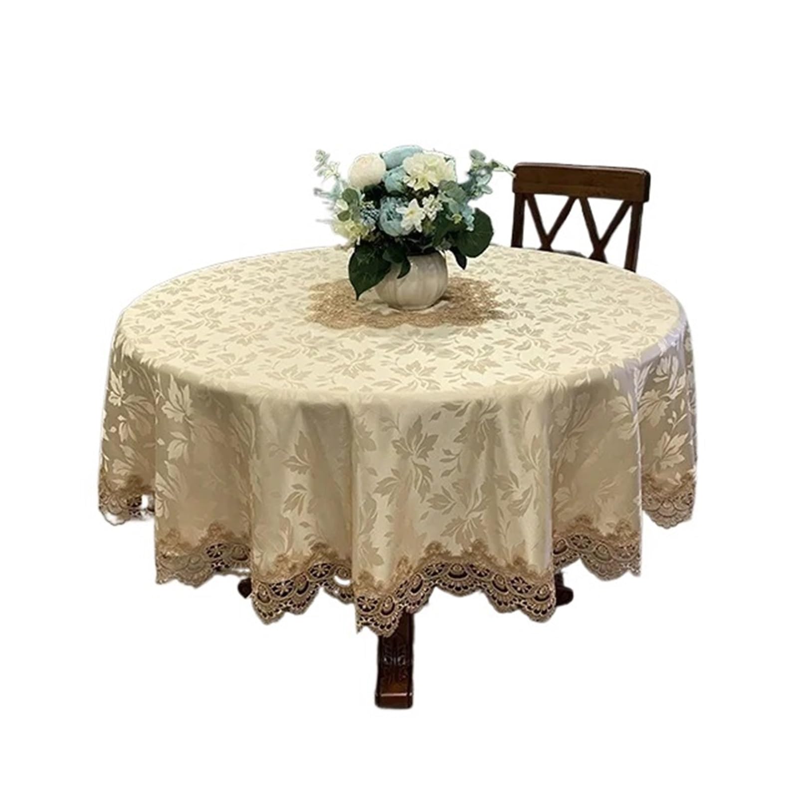 SHENJMAI Vintage Lace Table Table Cloth Round Tablecloth Lace Dining Cover Embroidered Home Mat Decoration(Color3,Diameter 175cm Round)
