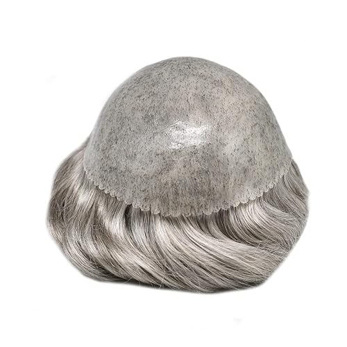 Miniatura 4 de Sistema de cabello para hombre PU inyectado tupé para hombres cabello humano real postizo para hombres Full Poly Toupee hombres piel fina pieza de