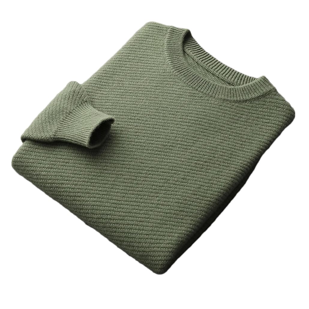 Dninmim Suéter de cachemira para hombre, otoño e invierno, suéter grueso, cuello redondo, suelto, casual, camisa de fondo