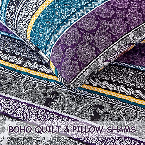 Parure de lit 3 pièces violette d'exception aux finitions soignées bohème - 8