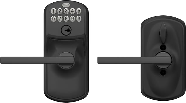 SCHLAGE FE595 PLY 622 LAT Plymouth Keypad Entry with Flex-Lock and Latitude Lever, Matte Black