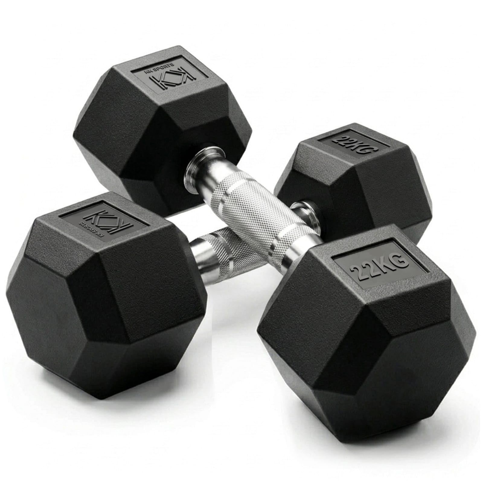 KK Hex Dumbbell Set - Dumbbell Weights For Weight Training - Hex Dumbbells Set With Rubber-Coated Heads, Stainless-Steel Core & Knurled Chrome Handle