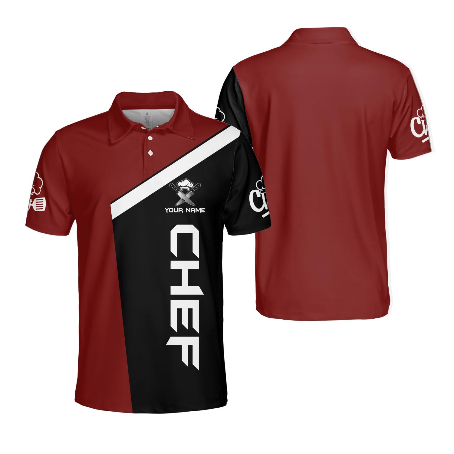 Personalized Chef 3D Polo Shirt, Custom Chef 3D All Over Print for Men Women, Gifts for Chef, Chef Uniform, Chef Shirt (PL37)