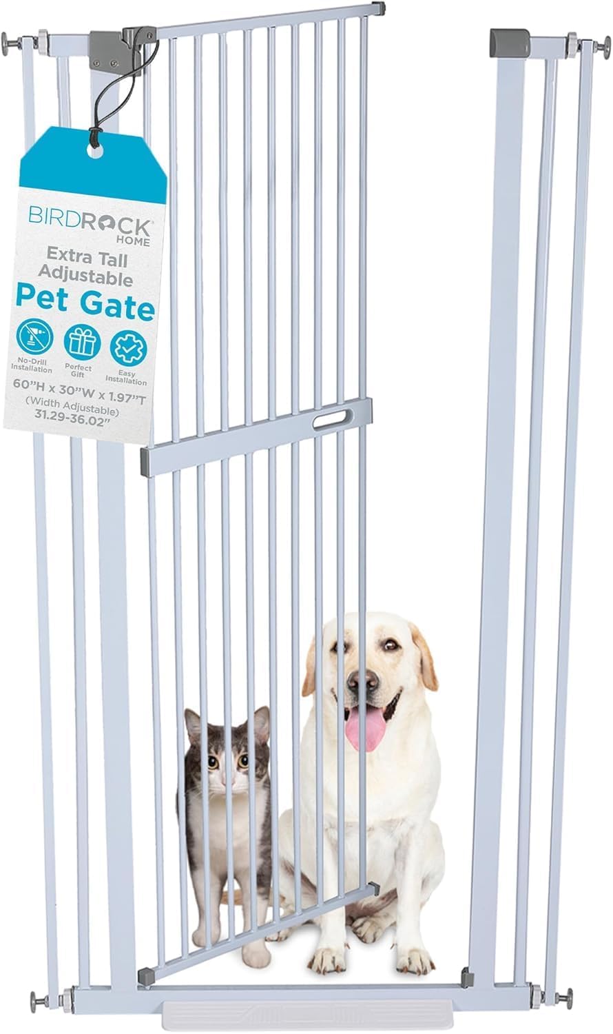 BIRDROCK HOME Extra Tall Adjustable Pet Gate for Doorways and Hallways, Indoo...