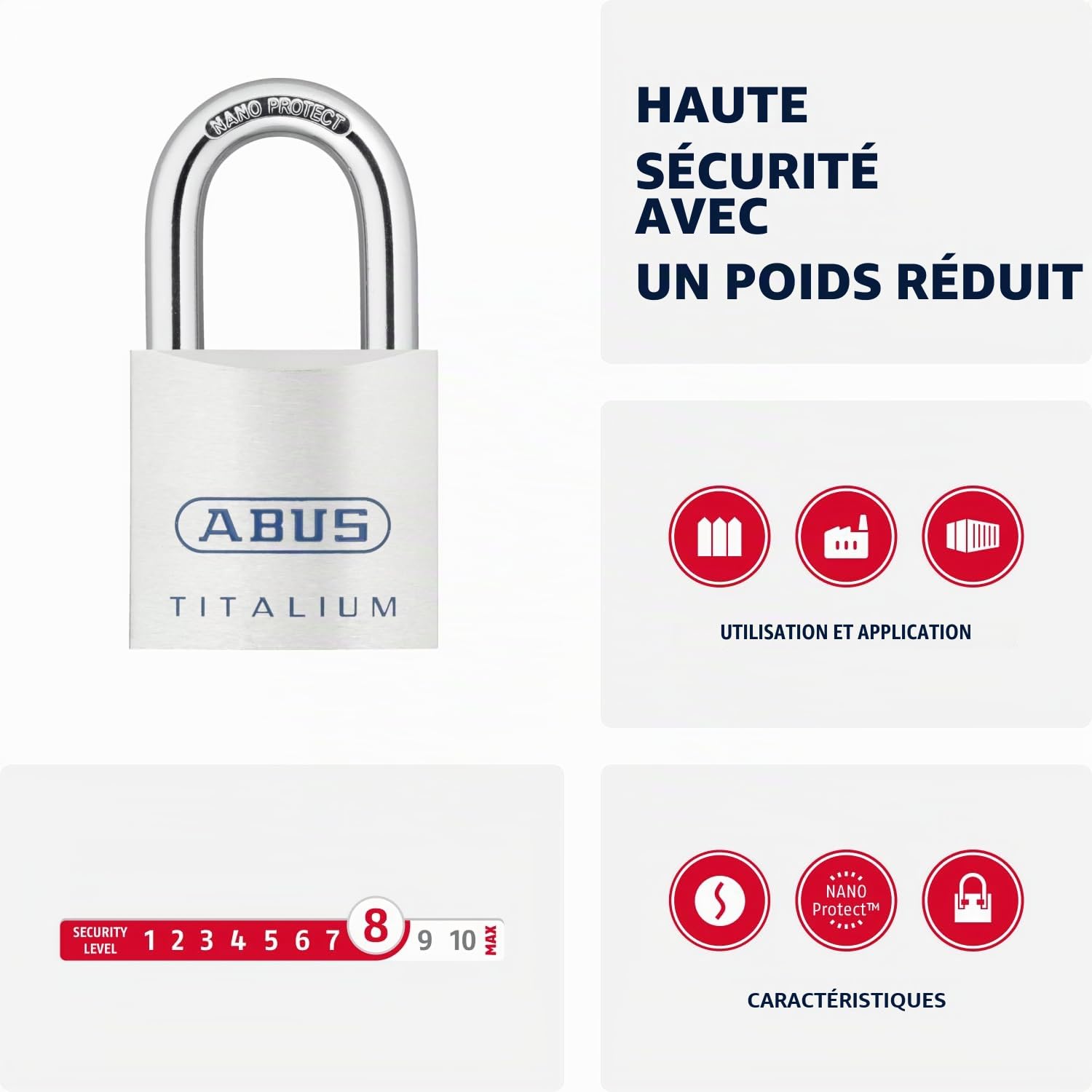 Abus 269448 80ti/50 50 mm Titalium Cadenas Cardé