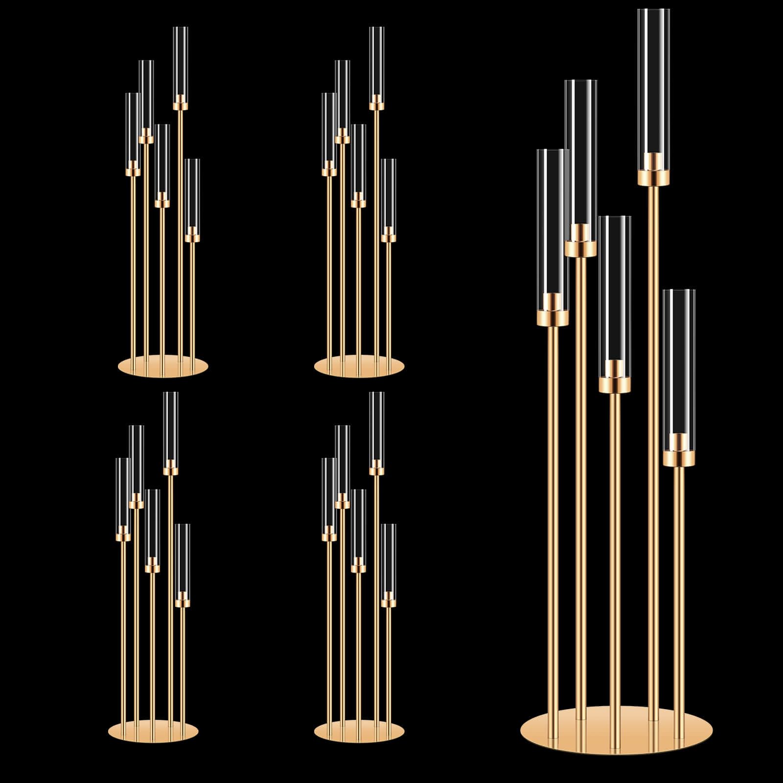 Set di 4 candelabri a 5 bracci oro Centrotavola 104,3 cm per