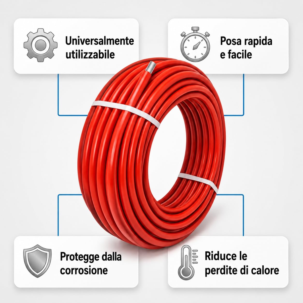 Tubo multistrato 16x2 mm – rotolo da 200 m – per riscaldamento e acqua potabile – flessibile, impermeabile all’ossigeno e resistente alla corrosione – ideale per riscaldamento a pavimento