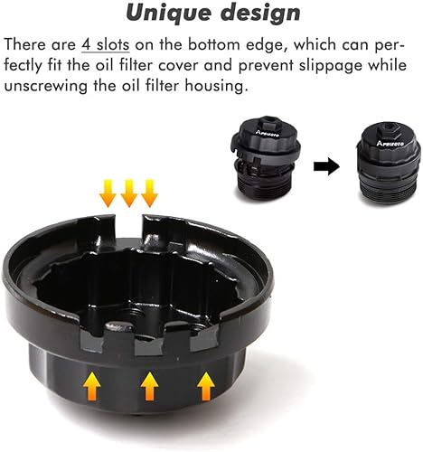 Miniatura 3 de Apeixoto Herramienta de extracción de tapa de llave de filtro de aceite para carcasa de cartucho de 2.520in para Camry Rav4 HighLander Sienna Tundra