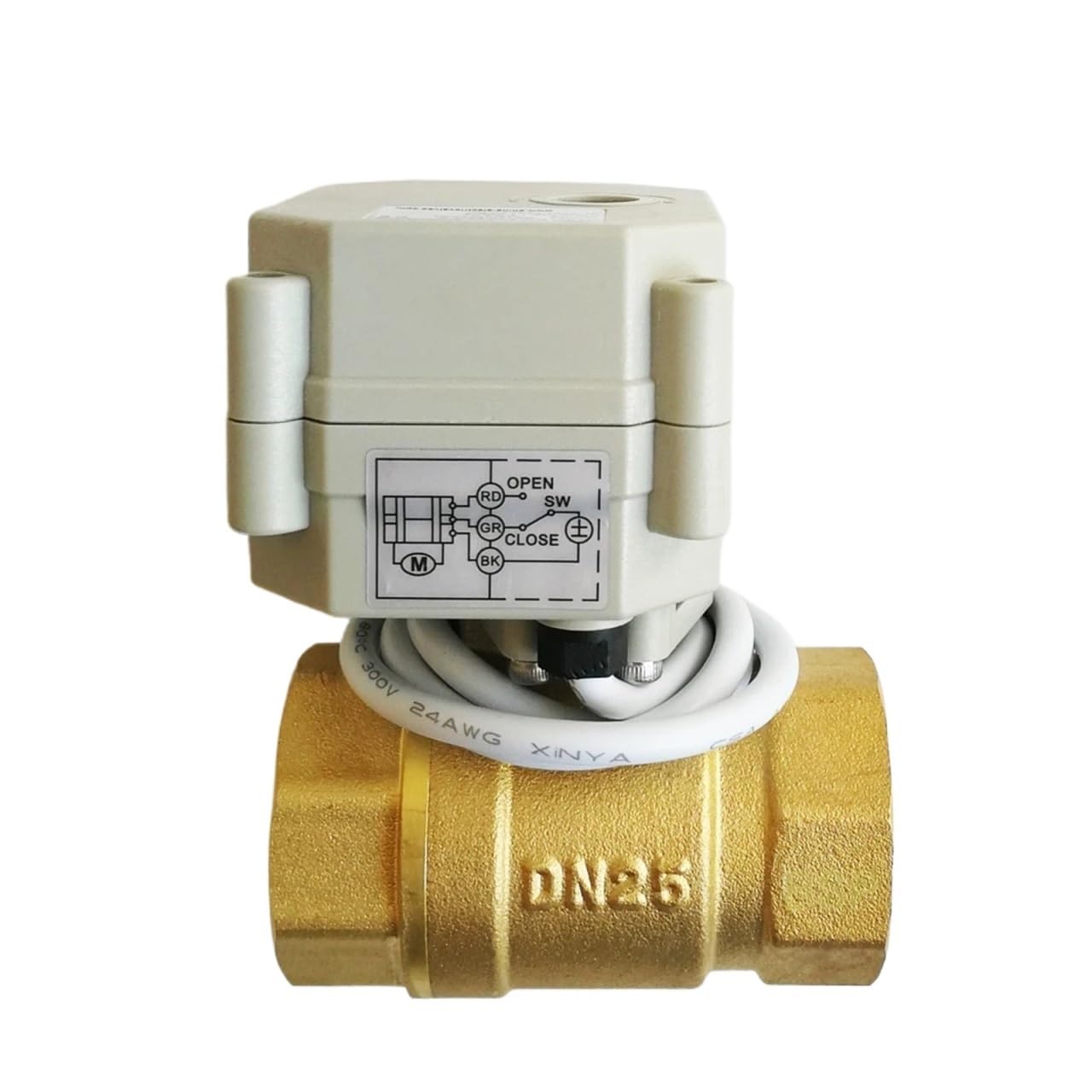 SBSSYVLMV Power Off Return Brass DN25 Normally Open/Close Valve AC110V-230V 2 Way BSP/NPT 1'' Motorized for Water Control(Bsp,CR202 Normally Open)