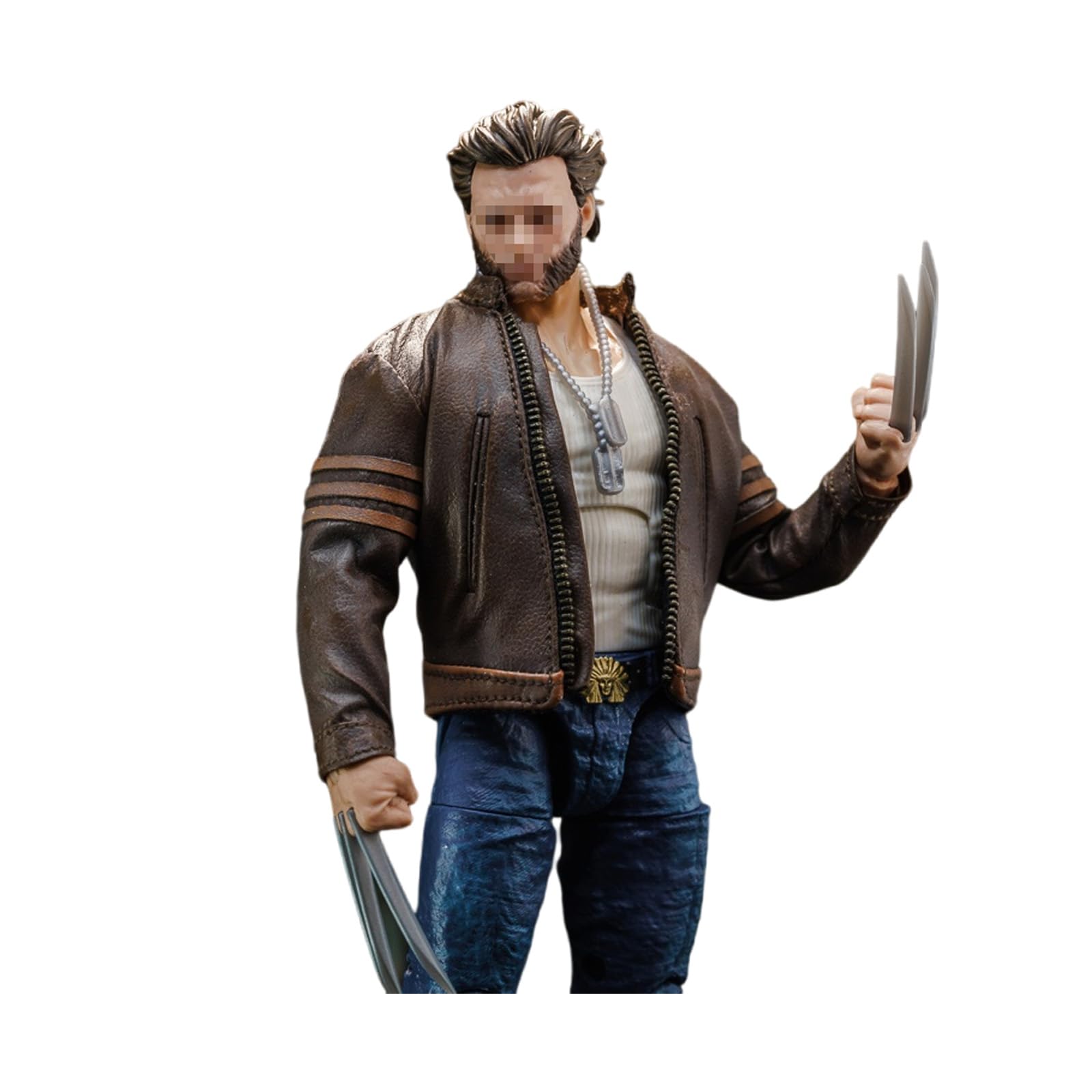 LINZHEAXY 1/12 Action Figure Colthes,Leather Jacket for 6" Male Action Figures,1:12 sacle clothing,Wolverine Jacket.(Style B-old crafted design)