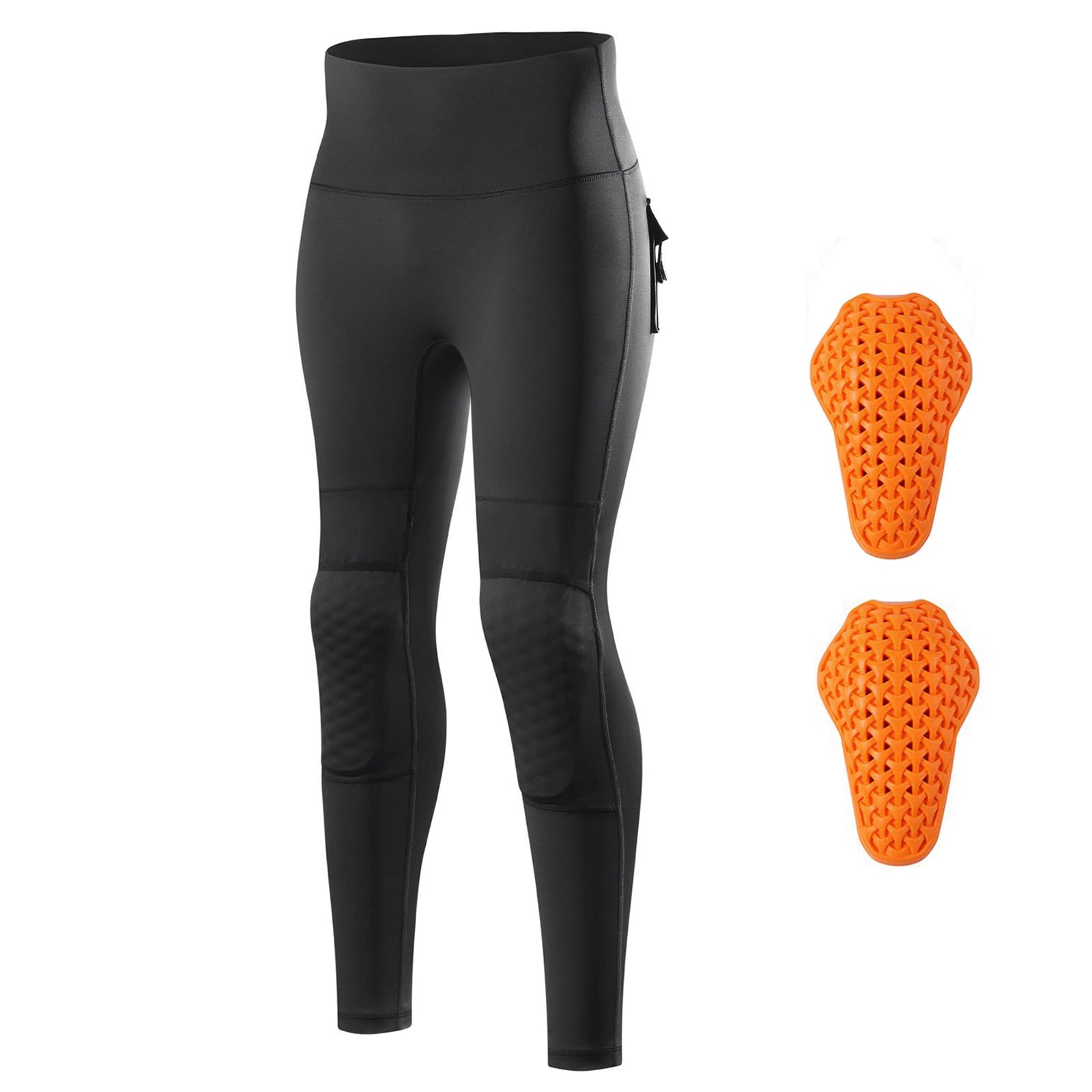 ARMAAN Leggings Moto Donna Protettivi con Protezioni Rimovibili Omologate CE Pantaloni Caldi A Vita Alta Foderati in Pile per Moto Ciclismo Fitness E Uso Quotidiano Autunno Inverno
