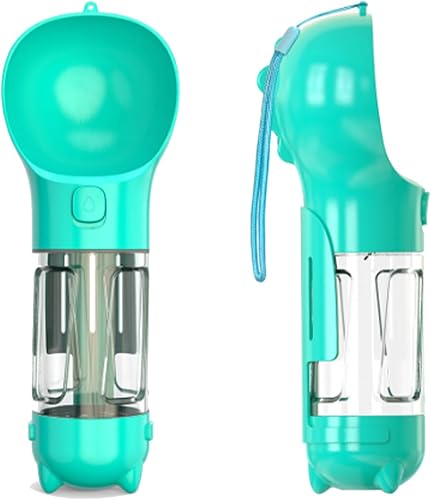 Botella de agua portátil 3 en 1 para perro, dispensador de agua para cachorros a prueba de fugas con almacenamiento de alimentos, soporte para bolsa