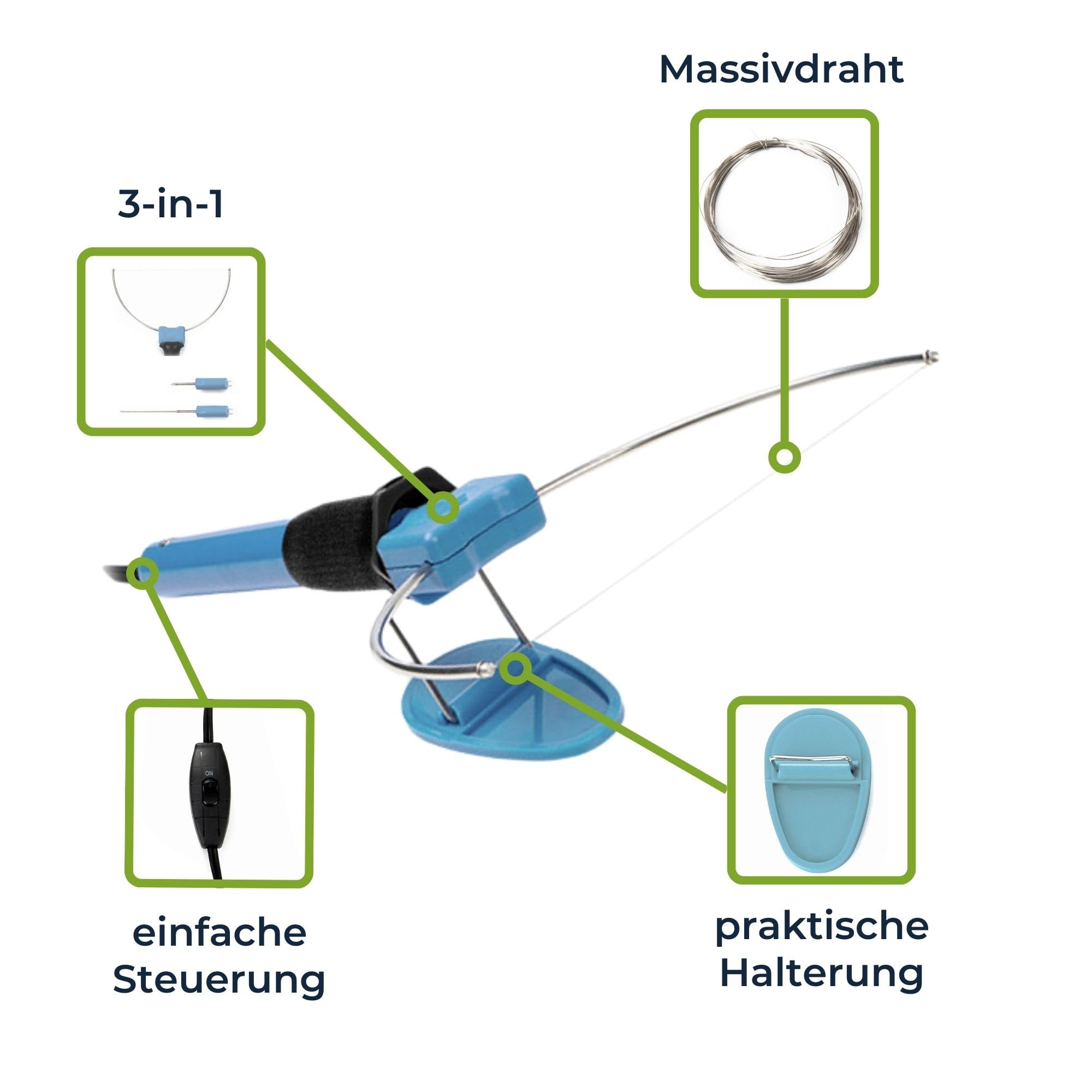 Velleman 3-in-1 Styroporschneider mit Heißdraht Heißmesser und Gravierstift inklusive 5V Adapter und Halterung 8W schnelle Aufheizung 10s ideal für Modellbau Basteln und Dekoration