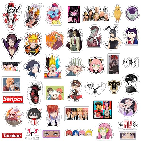 Image of Paper9store Pack of 80+ Anime Stickers for Laptop, Phone Case, Guitar, Bike, Pc, Scrapbook etc. Waterproof Glossy Laminated Residue Free Anime Stickers