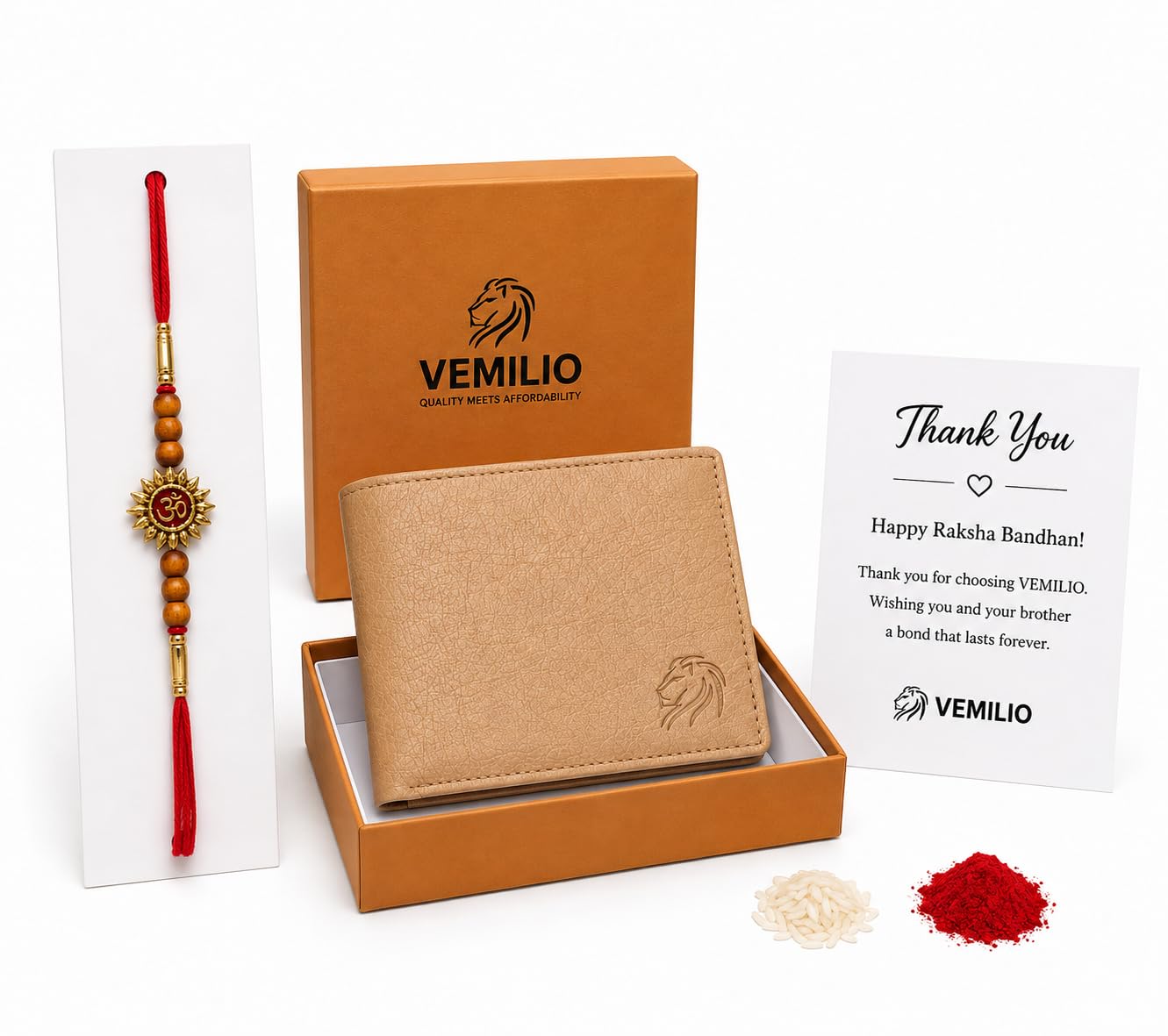 VEMILIO Men’s Vegan Leather Wallet with Coin Pocket | Slim Bifold Wallet for Men | 2 Cash Compartments | 3 Card Slots & 2 Hidden Pockets | Stylish Wallet for Daily Use & Gifting (Rakhi Beige Wallet)-image-37