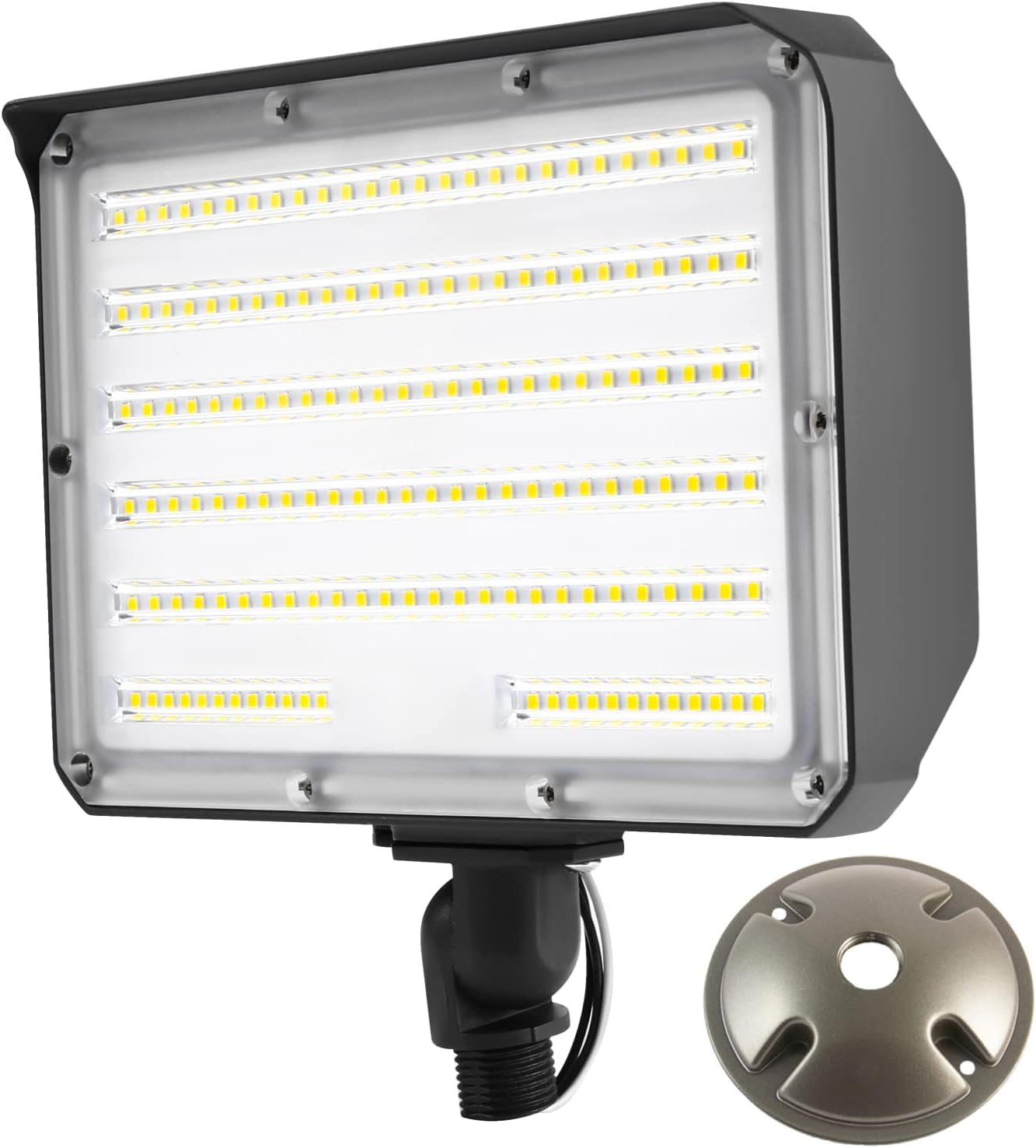Dusk to Dawn Outdoor 100W LED Flood Light with Knuckle, 14000LM 1000W Equivalent, 100-277V 5000K Daylight, ETL Commercial LED Flood Light Fixture, Outdoor Security Lighting for Landscape,Parking Lot