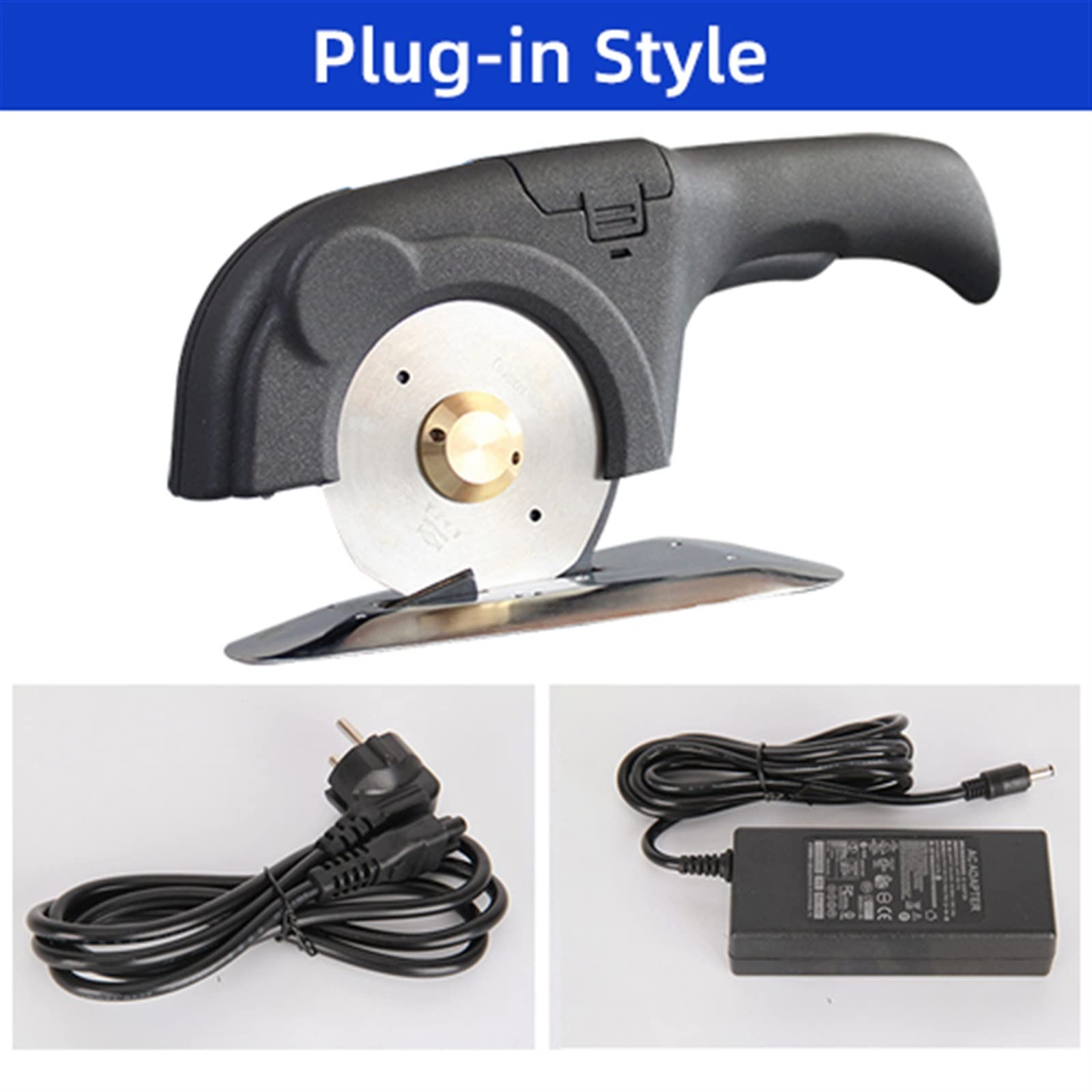 Tijeras de lana, Tijeras eléctricas tela alfombra cuero recargable cuchillo redondo máquina de corte portátil batería de litio cuchillo redondo(Plug-in)