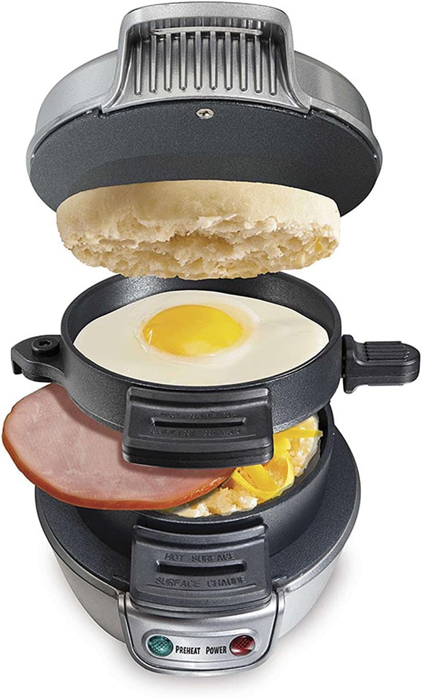 Presse à hamburger commerciale,machine à sandwich double petit-déjeuner avec revêtement antiadhésif amovible et lavable,complète en 5 minutes,pour faire un panini sandwich à hamburger