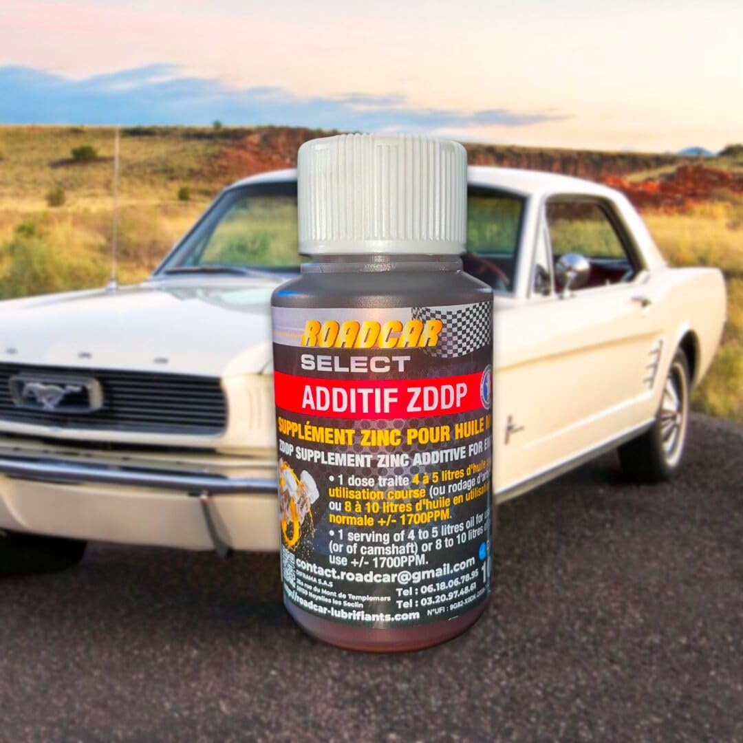 Additif moteur ZDDP – Supplément Zinc – Dose 100 mL – Spécial véhicules anciens & US 1700 PPM – Non compatible catalyseur – Roadcar® Select