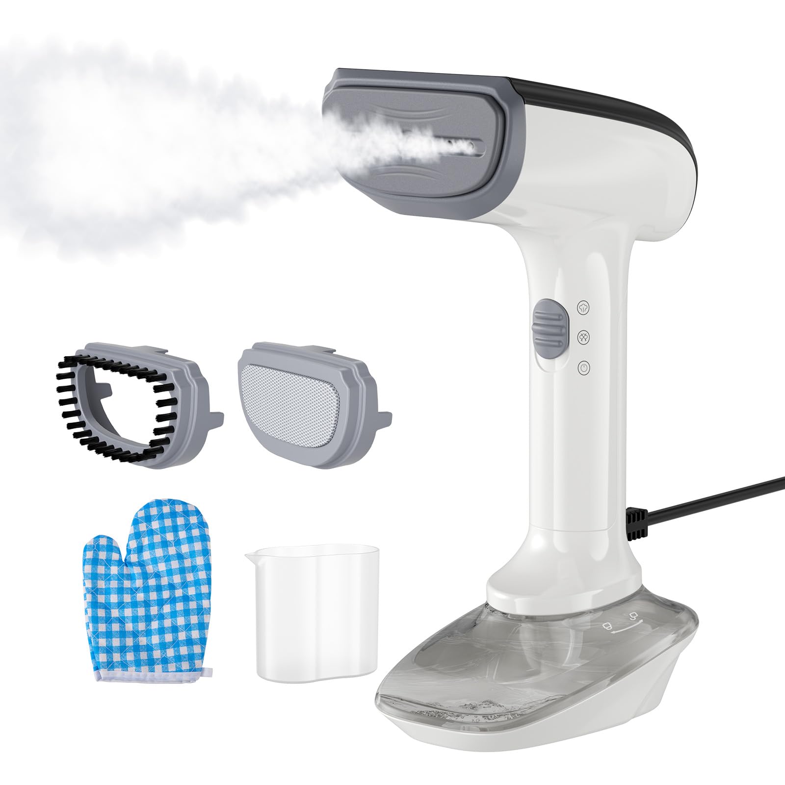 Stiravapore a Mano 1200W, Riscaldamento Rapido 30s, Vapore Continuo 23g/min, Serbatoio 300ml, Portatile per Abbigliamento