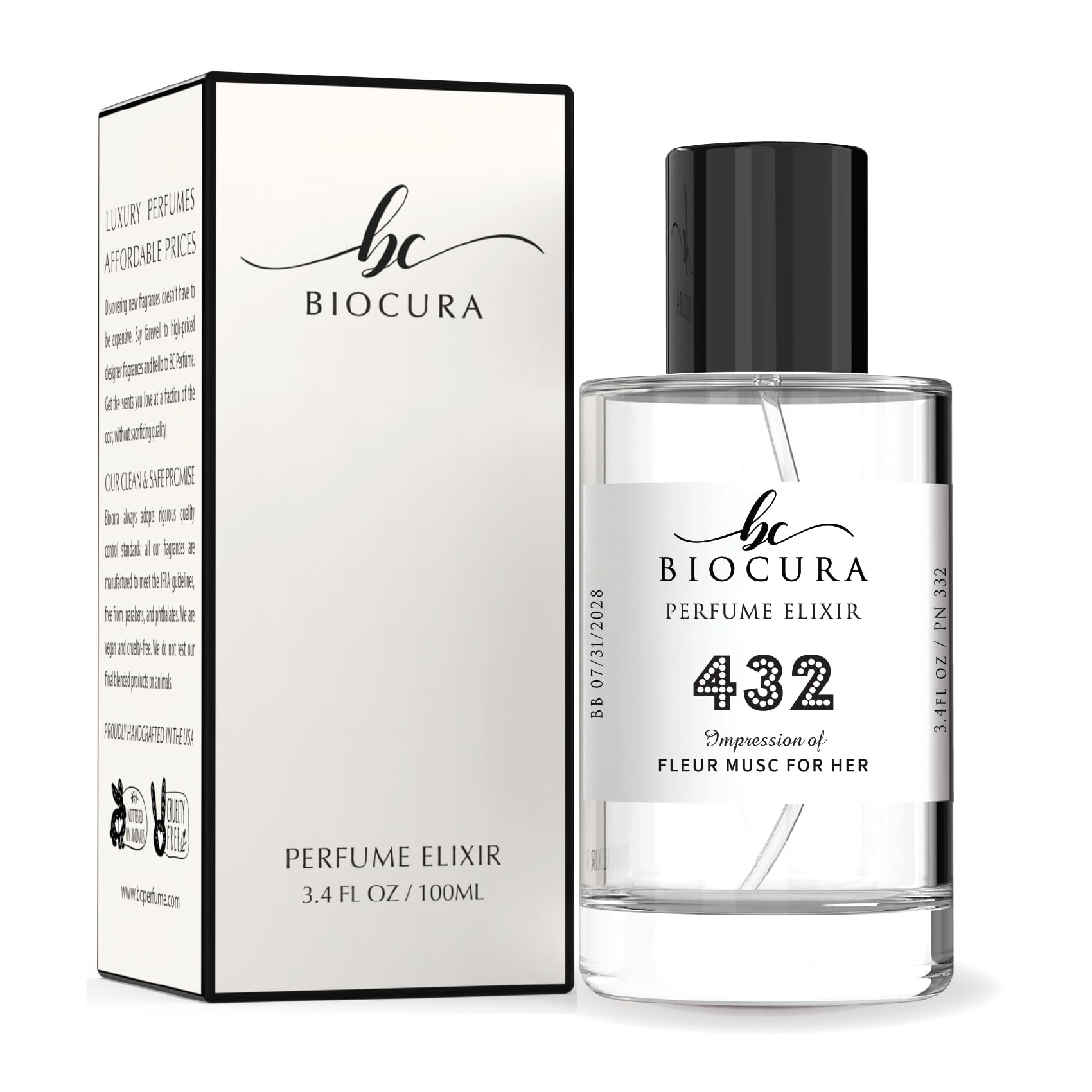 BIOCURA BC Perfume 432 Inspired by Fleur Musc For Her Replica Fragrance Dupes Eau de Parfum Spray Bottle 3.4 Fl Oz/100ml-X1