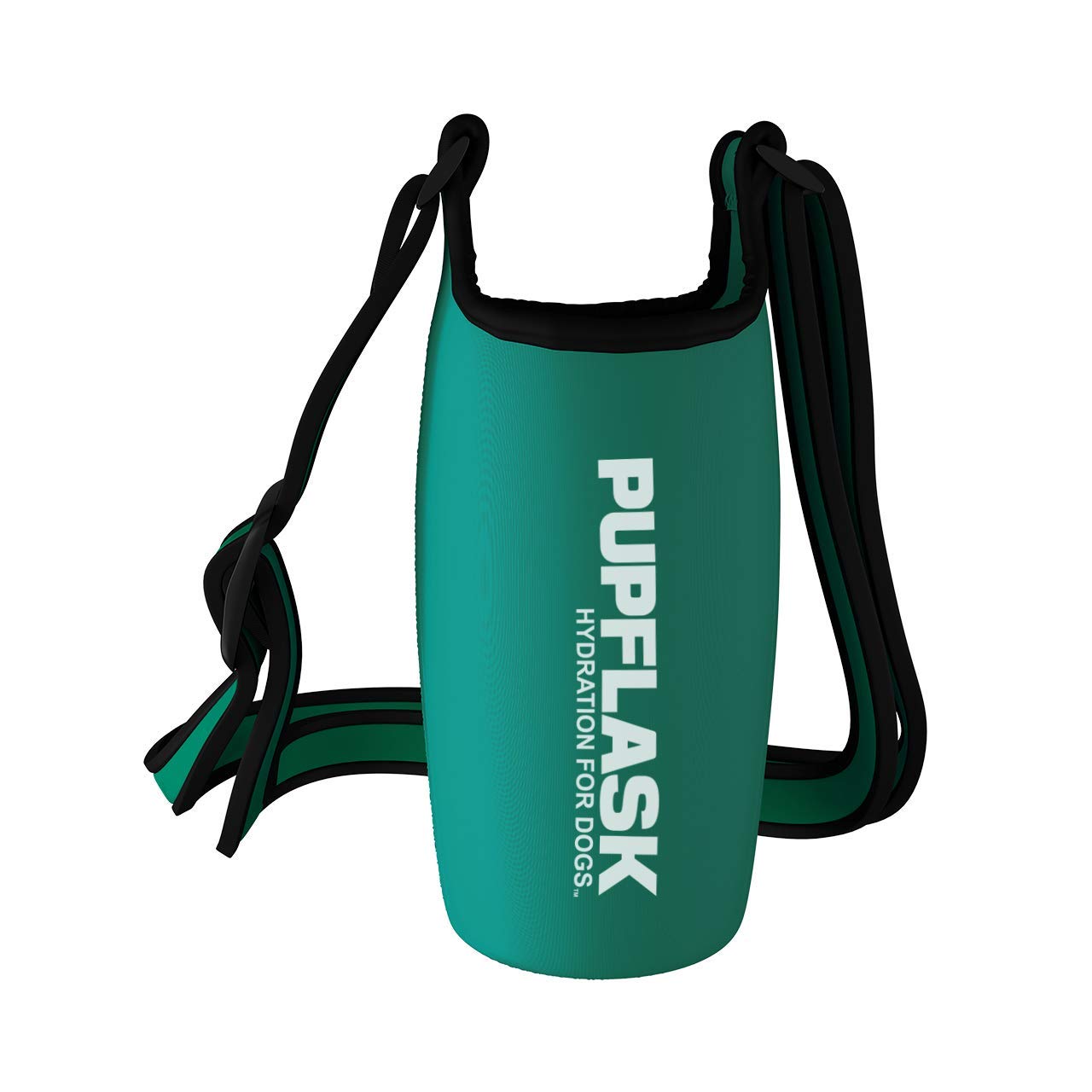 Tuff Pupper PupFlask Insulated Neoprene Dog Water Bottle Holder Sling with Wide Adjustable Shoulder Strap, Great for Travel, Walking, Hiking, Portable Pet Water Bottle Holder (27 OZ, Quetzal Gre