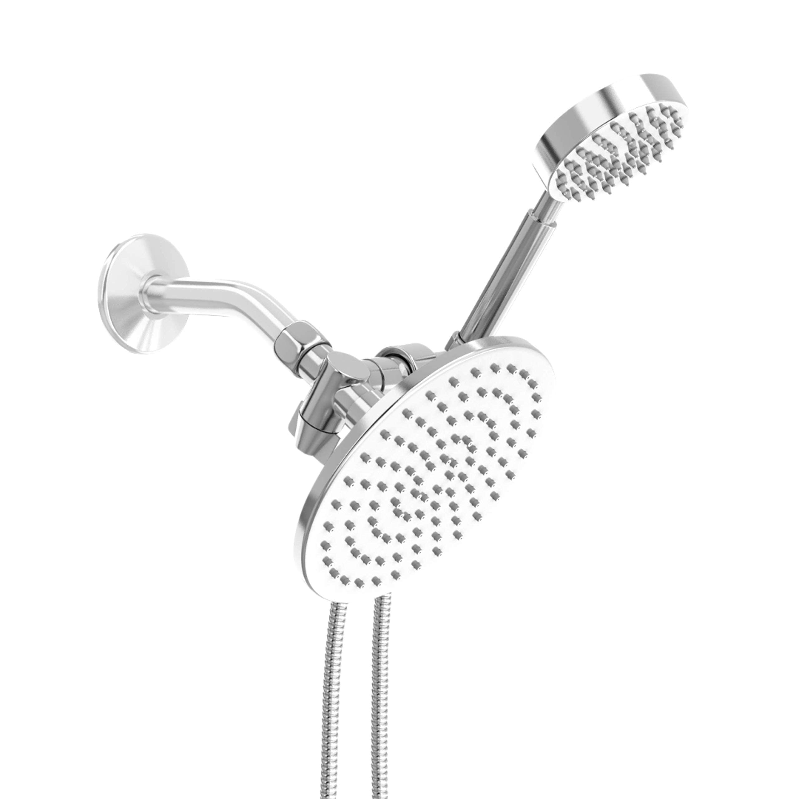 All Metal Hand Held Dual Shower Head Set, Chrome Hand Held Shower