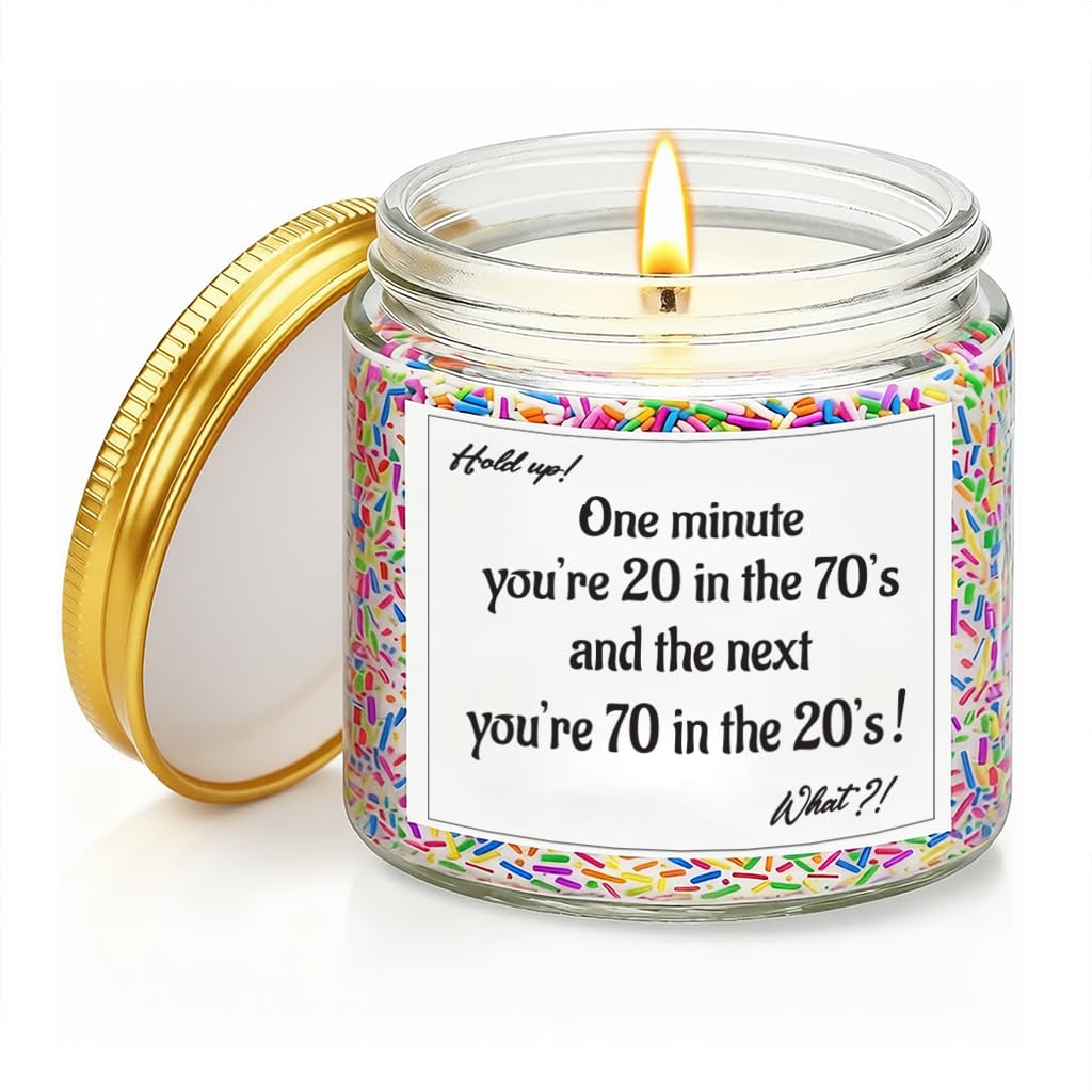 70th Birthday Gifts for Women, 70th Birthday Candle for Wife Husband Mum Dad Grandma Auntie Sister Friend, Happy Seventy Present Gifts Ideas, Lavender Soy Wax Candle, 3.5 oz